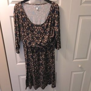 Brown animal print midi dress
